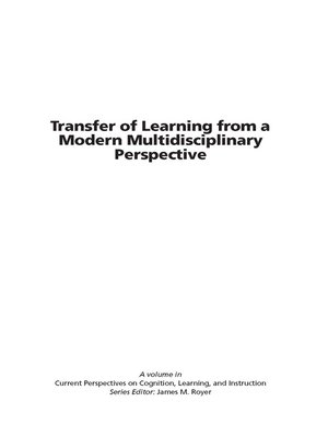 cover image of Transfer of Learning from a Modern Multidisciplinary Perspective